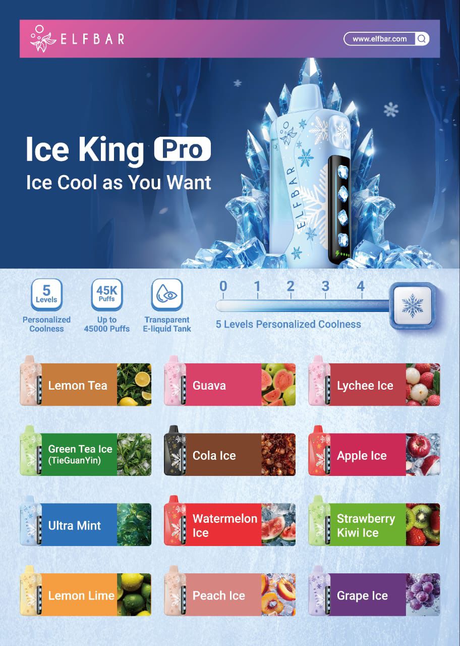 ELFBAR ICE KING PRO 45K COOL SERIES Disposable Vape β 45,000 Puffs, Rechargeable - Image 2