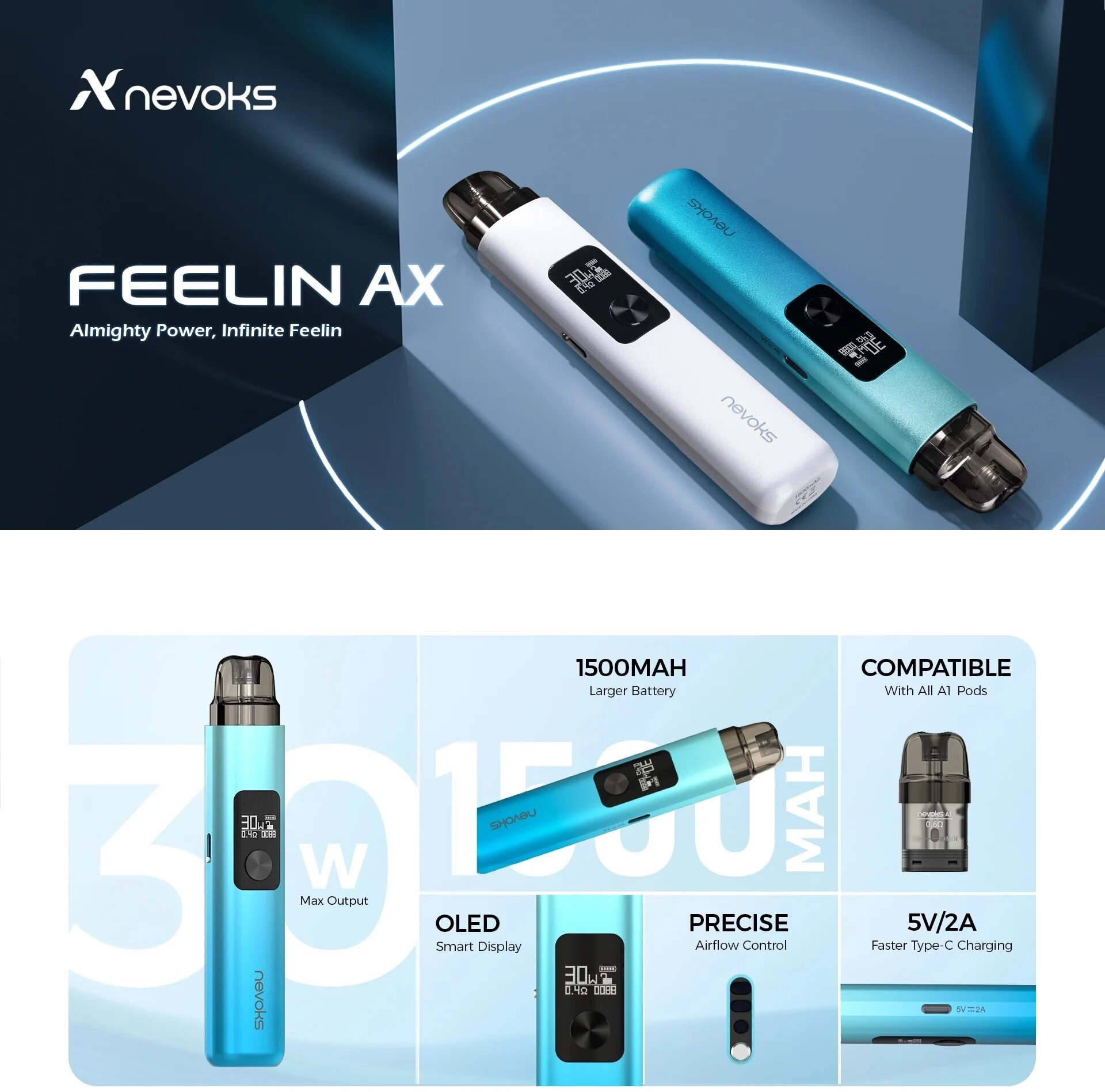 Nevoks Feelin AX Pod Kit 30W 1500mAh - Image 2